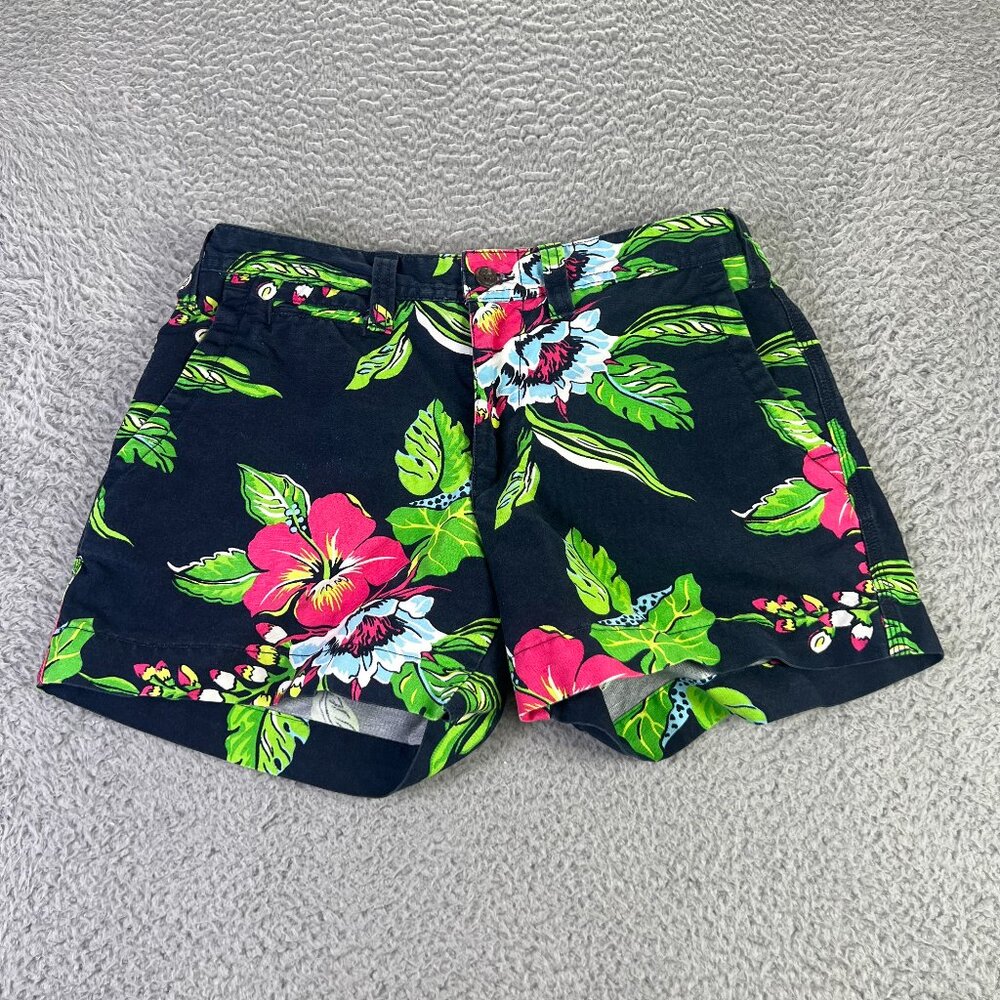 Polo Ralph Lauren Short Womens 4 Multicolor Floral Linen Cotton Blend Preppy